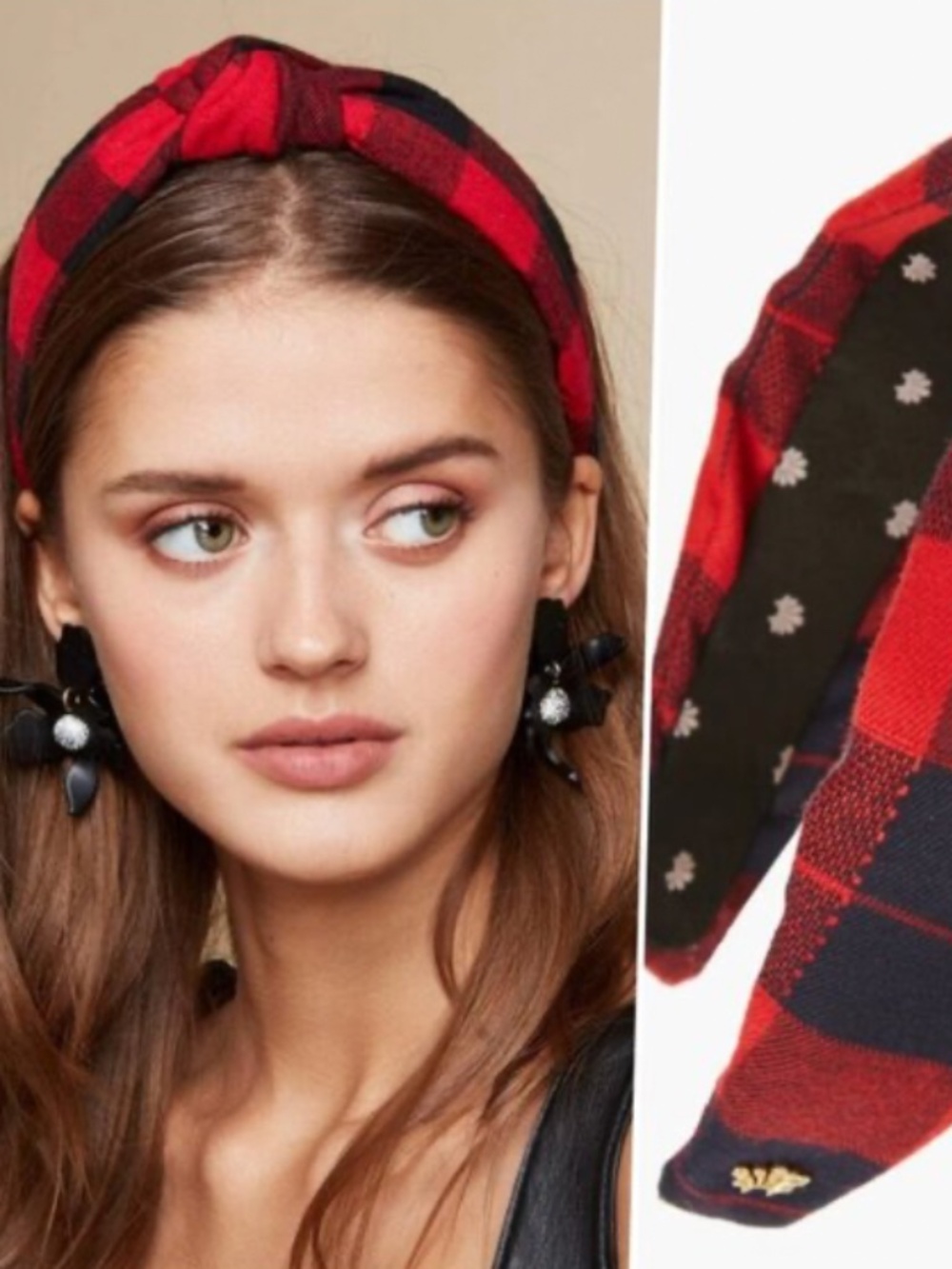 Brand New Lele Sadoughi knot plaid headband
